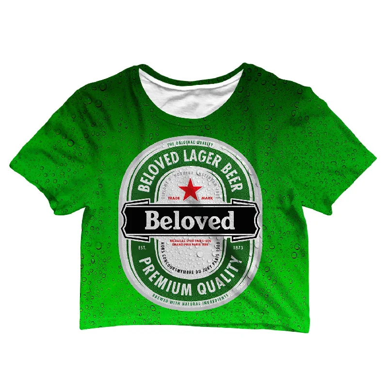 Dive Into Trendy Women's Fashion Beloved Lager Beer Crop Tee