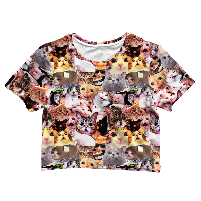 End Of Season Clearance Cats Meme Face Crop Tee