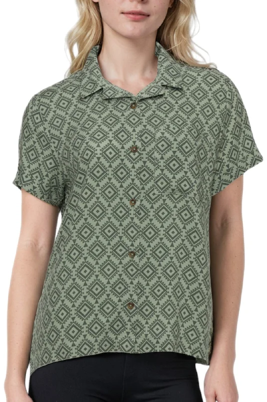 Boutique Styles Mya Camp Button Up (Agave Green Geo Texture)