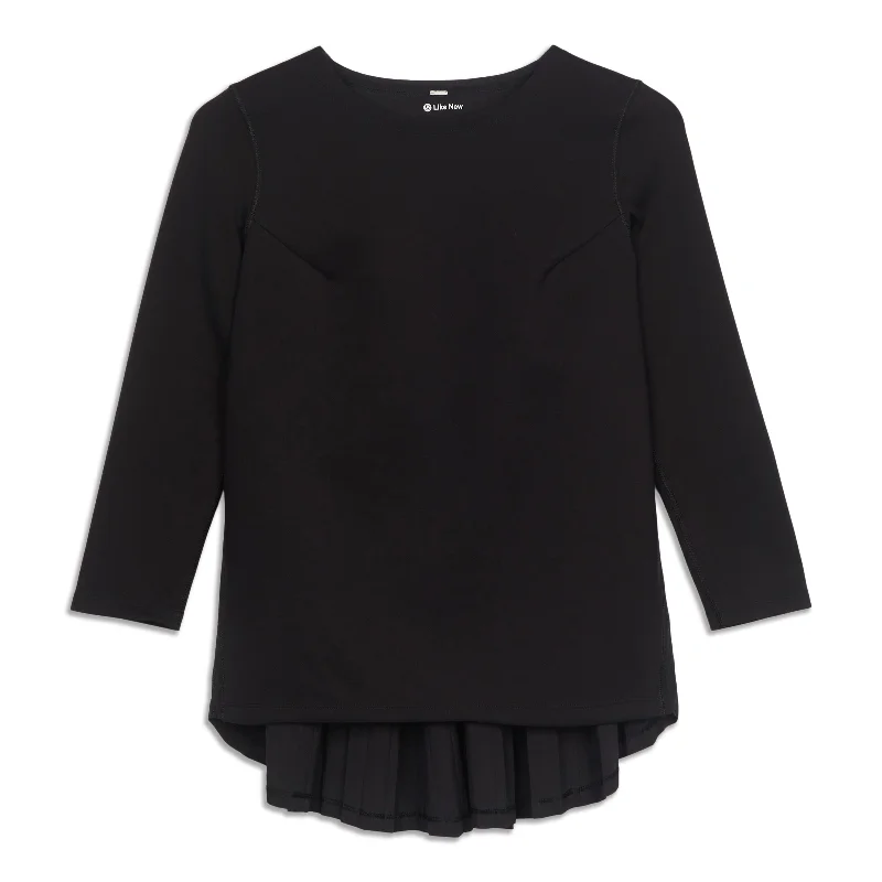 Elegant Styles Pleat On Long Sleeve Shirt - Resale