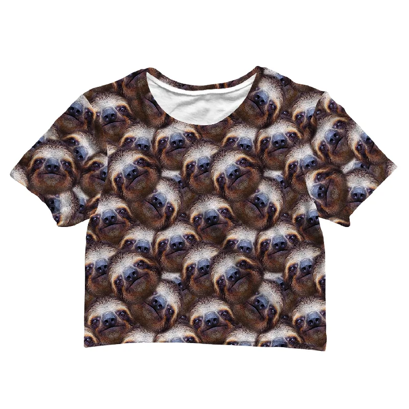 Elegant Attire For The Modern Lady Sloth All Over Face Crop Tee