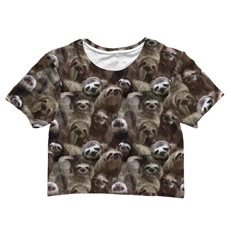 Premium Quality Garments Sloth Pattern Crop Tee