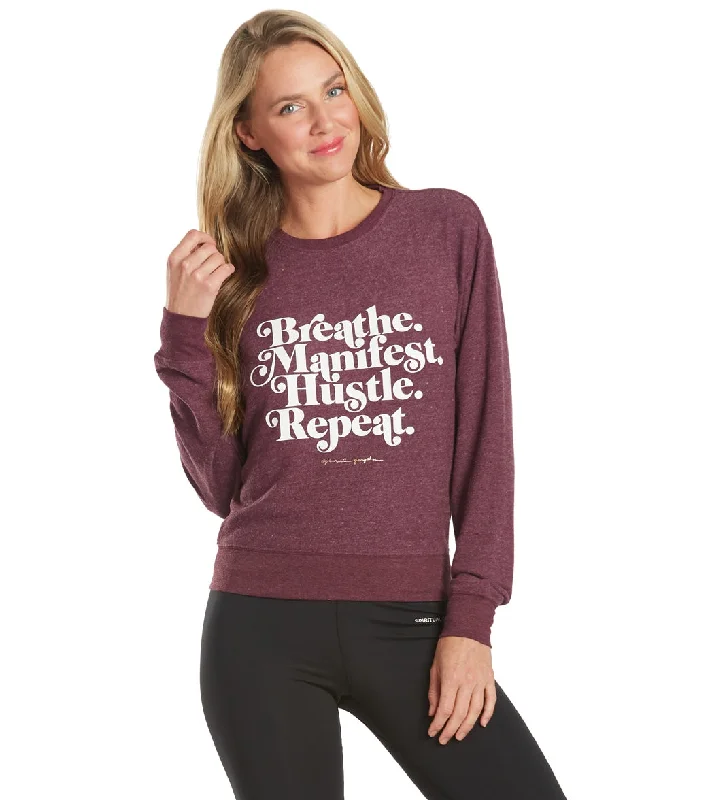 Seasonal Trends Spiritual Gangster Hustle Crew Neck Savasana Pullover Blackberry