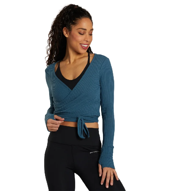 Trend Alert Spiritual Gangster Reversible Ballet Rib Wrap Sweater Deep Sea Blue