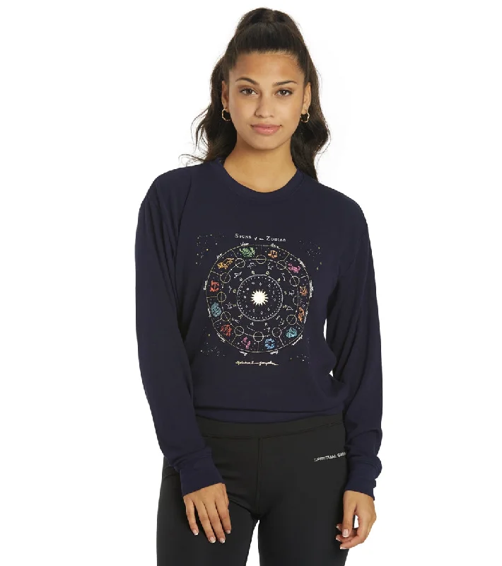 Special Occasion Wear Spiritual Gangster Zodiac Crew Neck Savasana Pullover Night