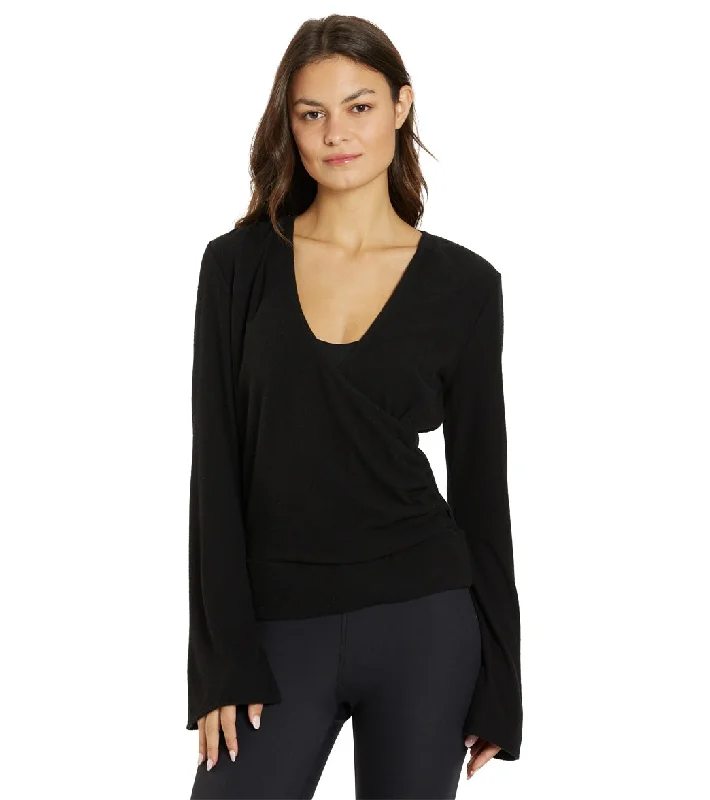 Woman Clothing Thrive Societe Pleated Wrap Pullover Black