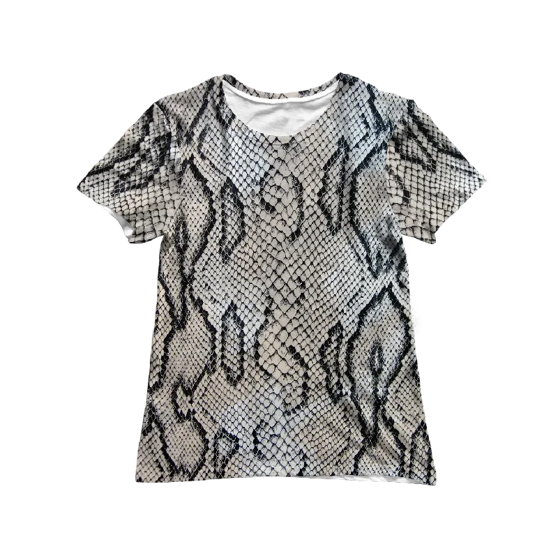 Trendy Women's Wear Collection White Snake Skin Women's Tee